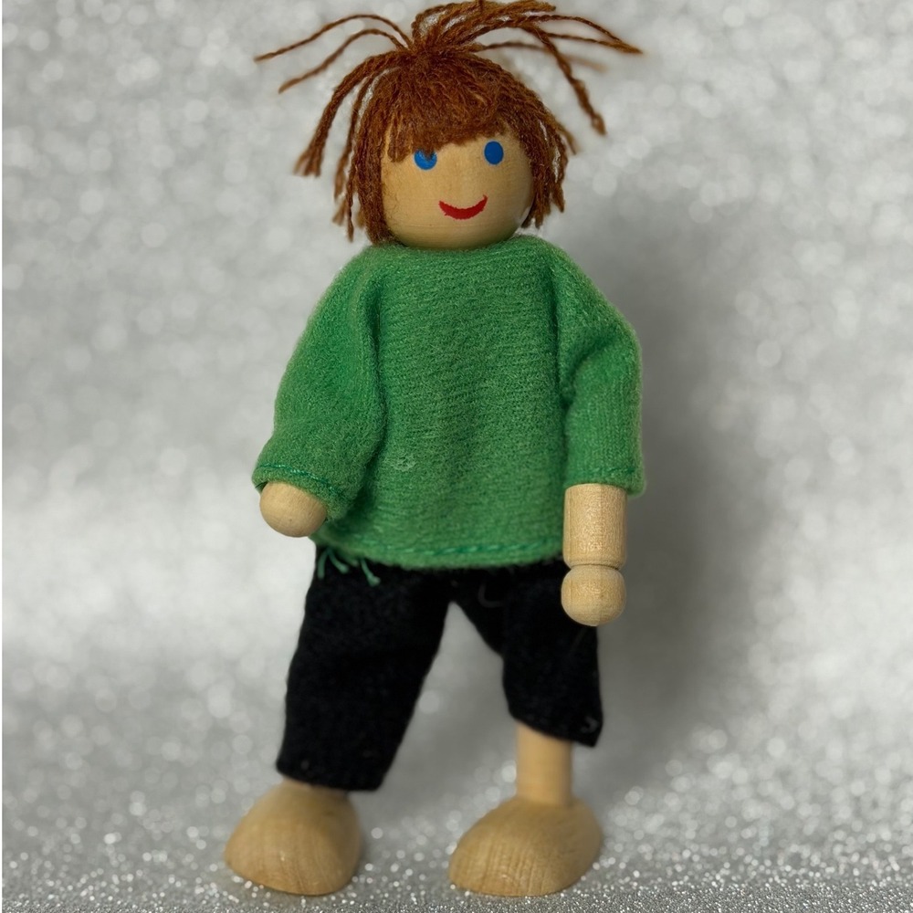 Melissa & Doug Wooden Doll House‎ Family Girl Green Black Excellent